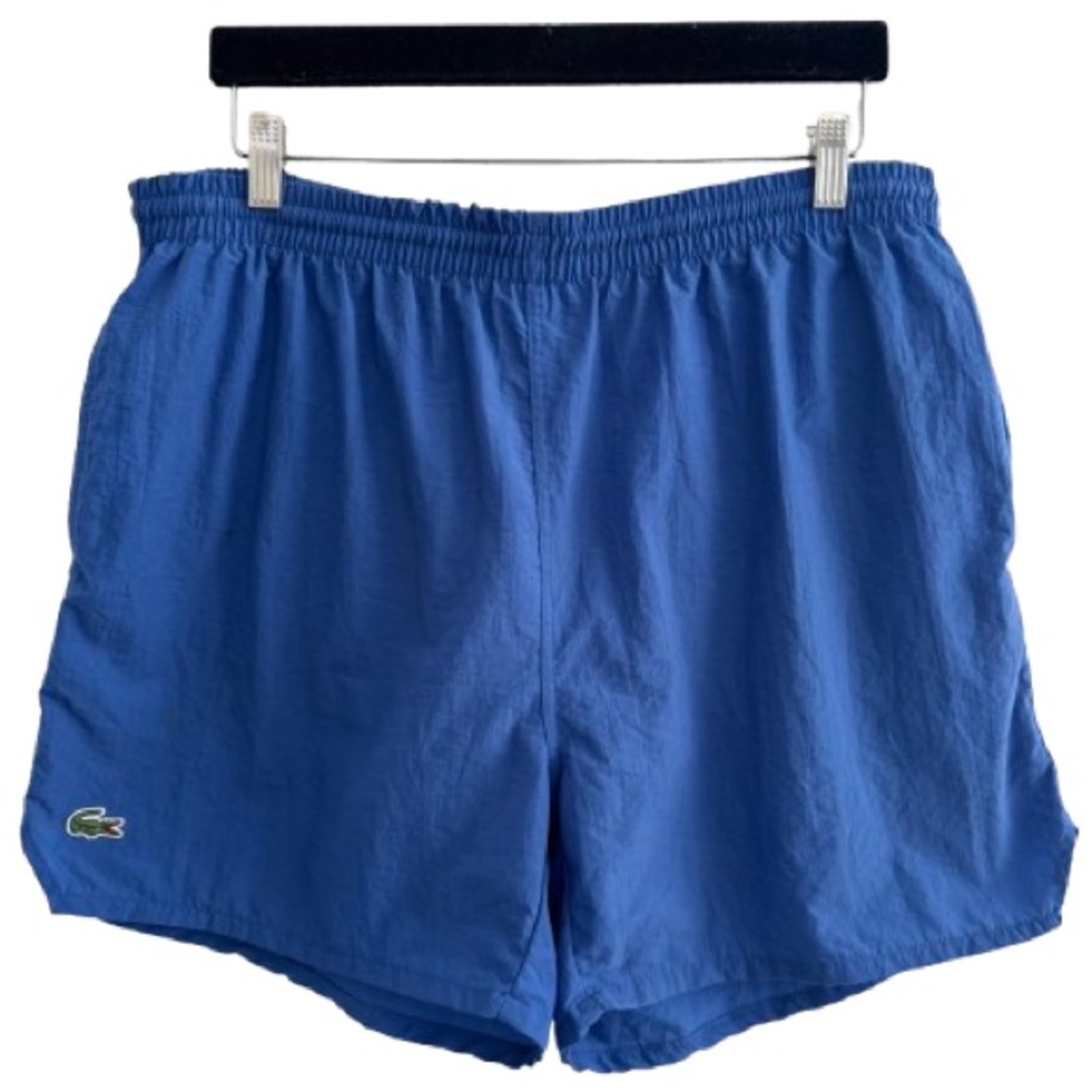 Vintage Lacoste Blue Swim Trunks Nylon Lined Shorts Pool Beach Vacation Coastal